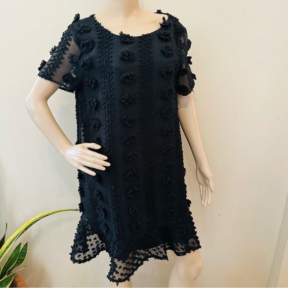 She + Sky | Dress Black with Pom Poms. Sz M - Picture 2 of 10